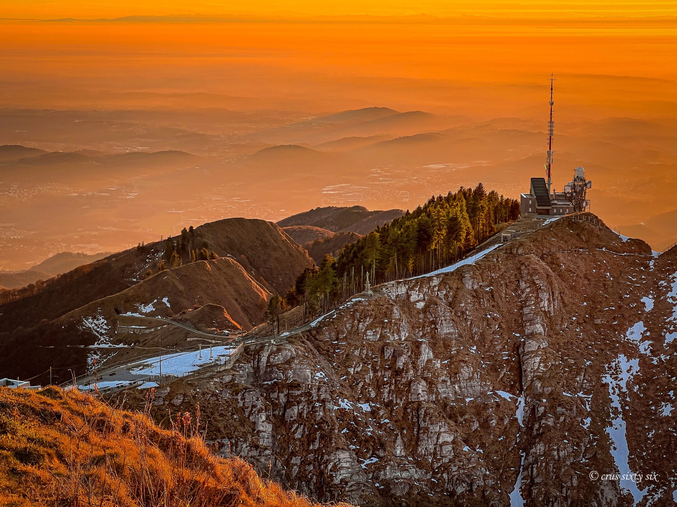 stunning sunshine from Monte Generoso with beautiful view on Mendrisiotto, Ticino