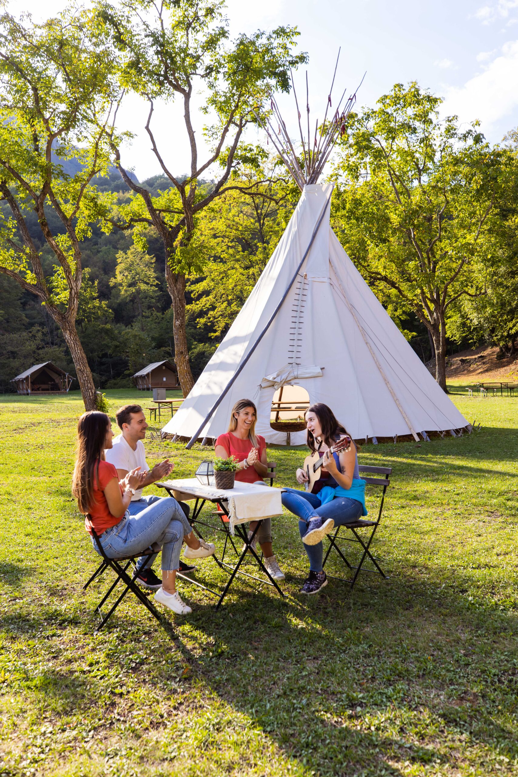 Scenic camping site nestled beneath Monte San Giorgio